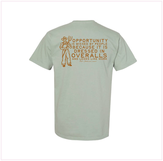 Opportunity and Overalls pocket T-shirt