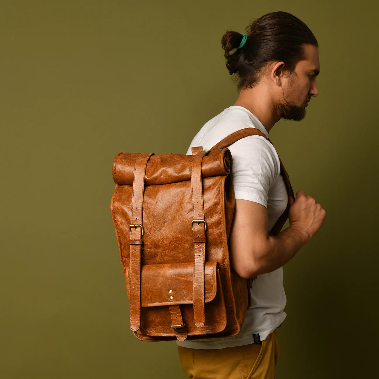 Duvall Leather Rolltop Backpack