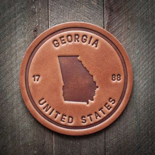 Georgia State Silhouette Leather Coaster