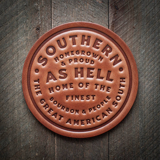 Southern as Hell Leather Coaster