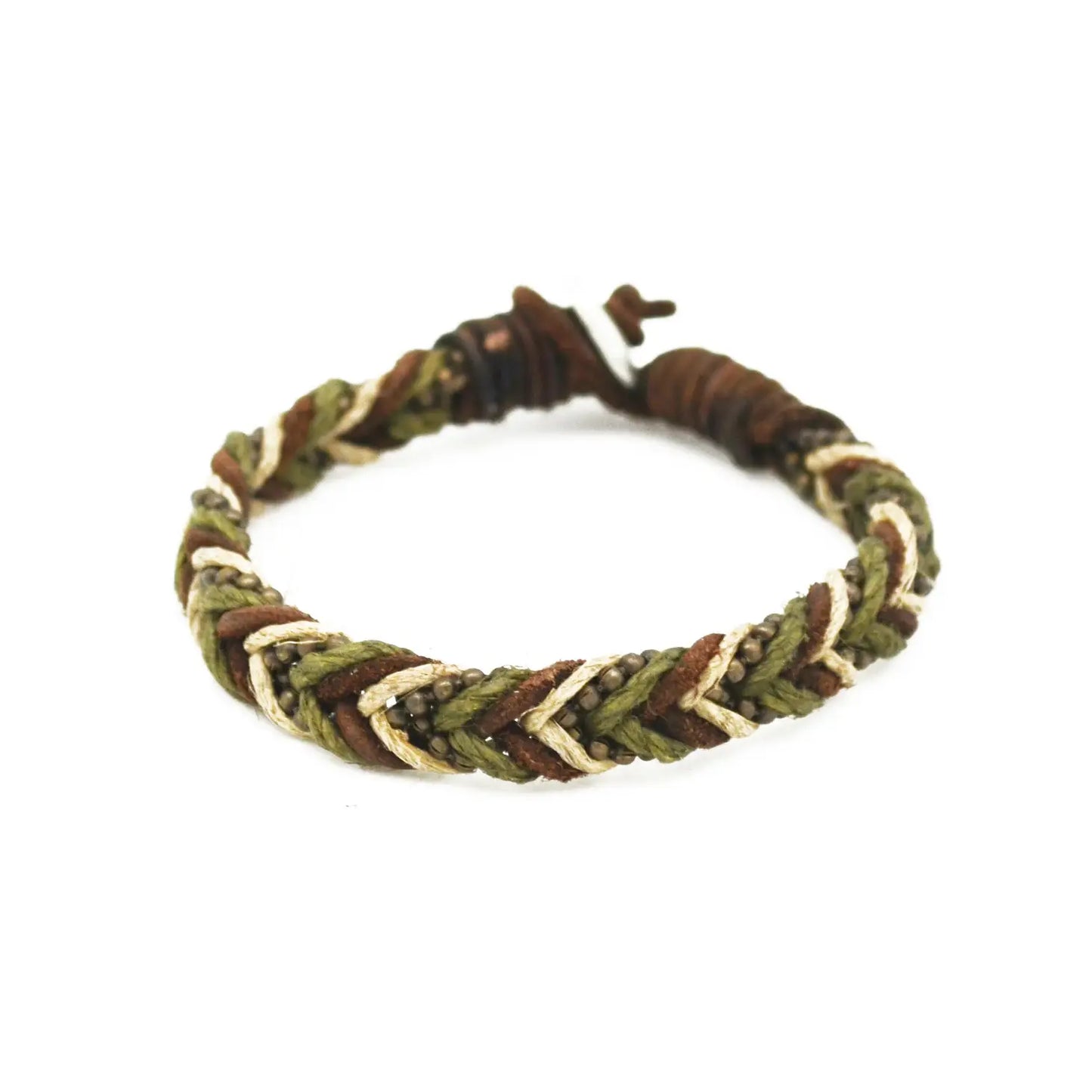 Green, Tan, and Brown Braided Bracelet