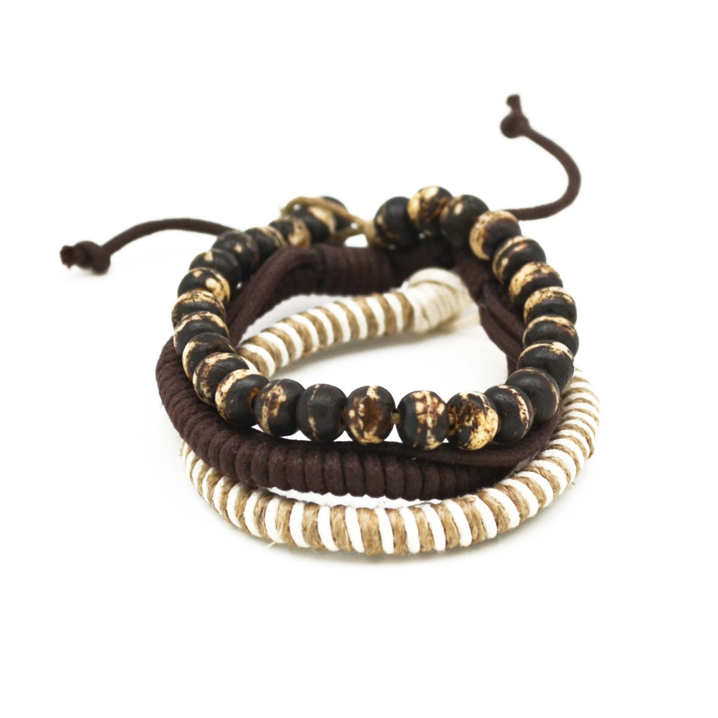 Brown, White and Black Braided Bracelet