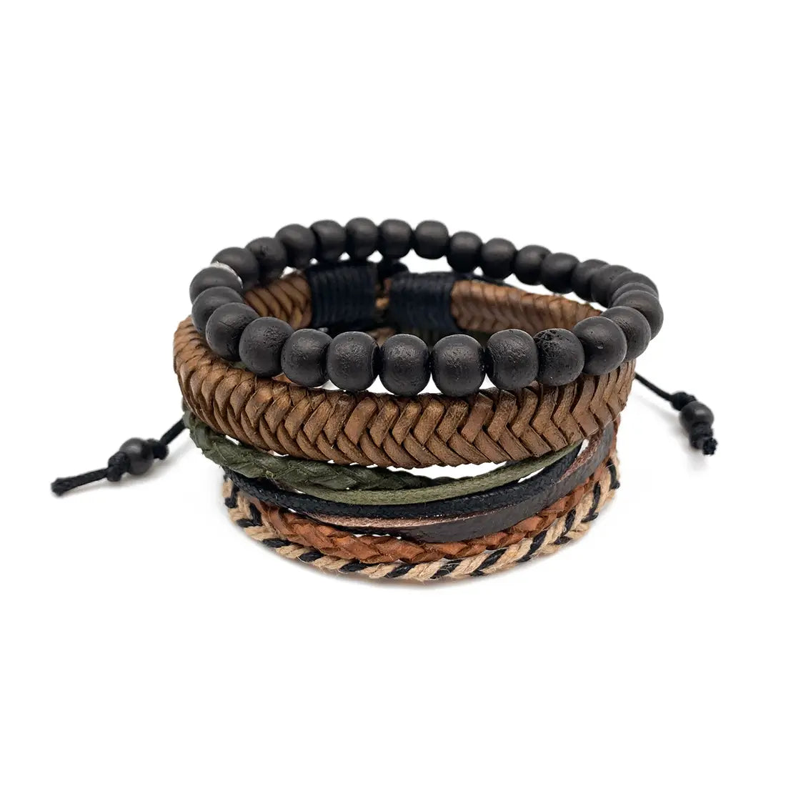 Bracelet Bundle: Beads, Leather, Mixed Wrap