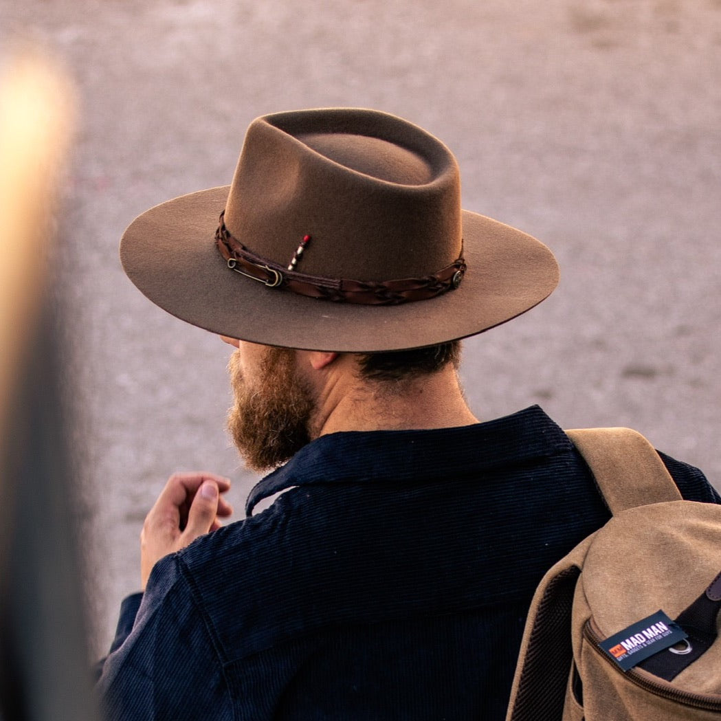 Aspen - Wide Brim Felt Fedora Hat Small